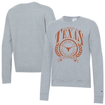 Women's Champion Heather Gray Texas Longhorns Academic Crest Powerblend Crewneck Sweatshirt
