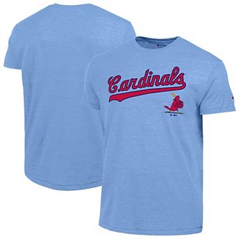 Men's Champion Light Blue St. Louis Cardinals Cooperstown Wordmark Lockup Tri-Blend T-Shirt
