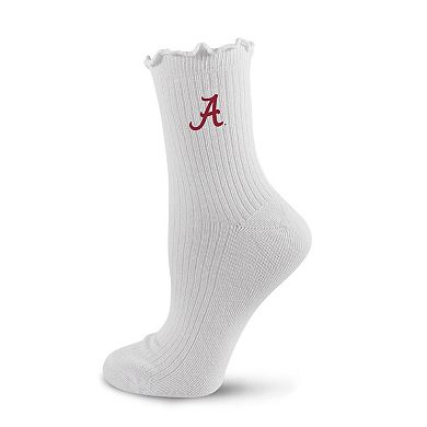 Women's PRO Compression White Alabama Crimson Tide Logo Lettuce Hem Quarter Socks