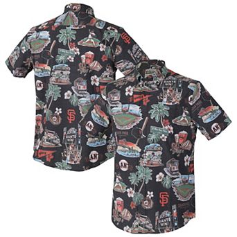 Men's Reyn Spooner Black San Francisco Giants Big & Tall Scenic Performance Tri-Blend Aloha Button-Down Shirt