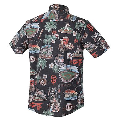 Men's Reyn Spooner Black San Francisco Giants Big & Tall Scenic Performance Tri-Blend Aloha Button-Down Shirt