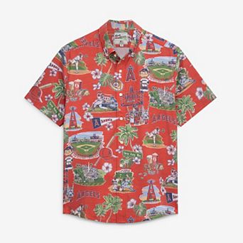Men's Reyn Spooner Red Los Angeles Angels Scenic Tri-Blend Button-Down Shirt