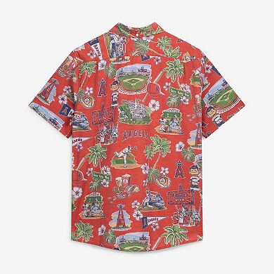 Men's Reyn Spooner Red Los Angeles Angels Scenic Tri-Blend Button-Down Shirt