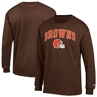 Men's Champion Brown Cleveland Browns Arch Over Logo Long Sleeve T-Shirt