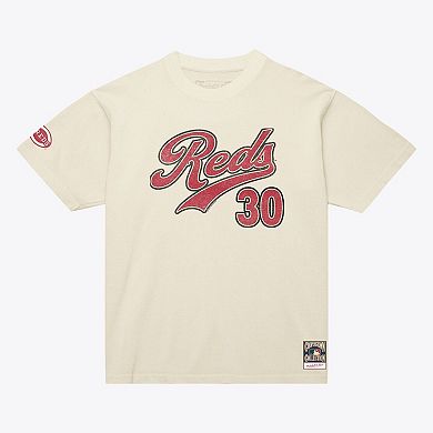 Women's Mitchell & Ness Ken Griffey Jr. Cream Cincinnati Reds Cooperstown Name & Number Throwback T-Shirt