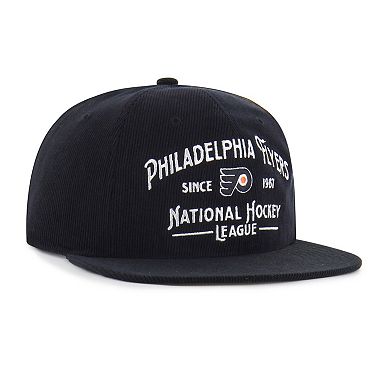 Men's '47 Black Philadelphia Flyers Whitlock Corduroy Captain Snapback Hat