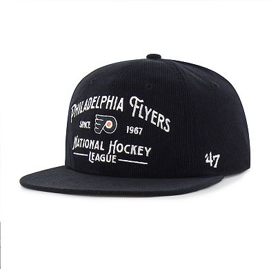 Men's '47 Black Philadelphia Flyers Whitlock Corduroy Captain Snapback Hat
