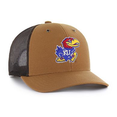 Unisex Carhartt x '47 Brown Kansas Jayhawks Trucker Adjustable Hat