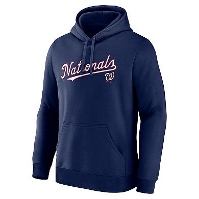 Men's Logo Athletic Navy Washington Nationals Wordmark Hoodie