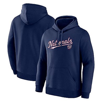 Men's Logo Athletic Navy Washington Nationals Wordmark Hoodie