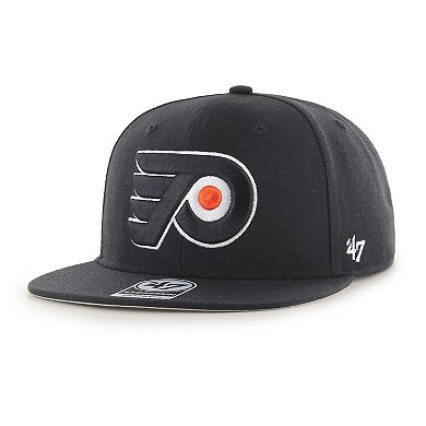 Men's '47 Black Philadelphia Flyers No Shot Captain Snapback Hat