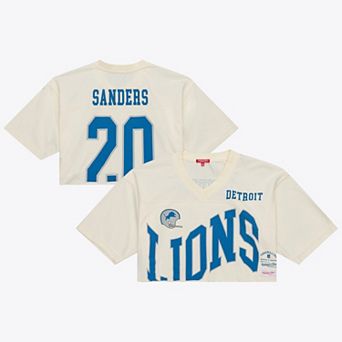 Women's Mitchell & Ness Barry Sanders Cream Detroit Lions Retired Player Cropped Fashion Jersey
