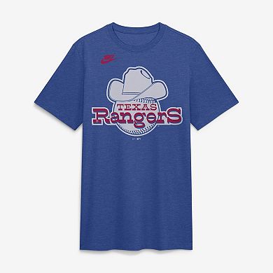 Men's Nike Heather Royal Texas Rangers Cooperstown Logo Tri-Blend T-Shirt