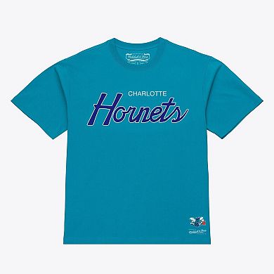Men's Mitchell & Ness Teal Charlotte Hornets Vintage Wordmark T-Shirt