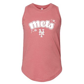 Girls Youth Soft as a Grape Pink New York Mets Tank Top
