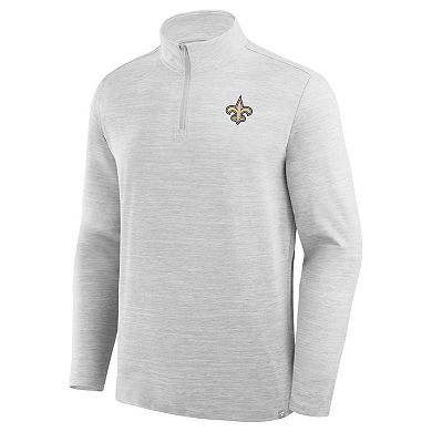 Men's Fanatics Heather Gray New Orleans Saints Clutch Quarter-Zip Pullover