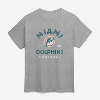 Men's Logo Athletic Heather Gray Miami Dolphins Vintage Arch T-Shirt