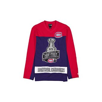 Men's New Era Navy/Red Montreal Canadiens Stanley Cup Champions Long-Sleeve Hockey Jersey Shirt