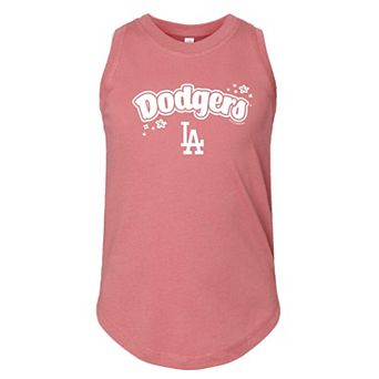 Girls Youth Soft as a Grape Pink Los Angeles Dodgers Tank Top