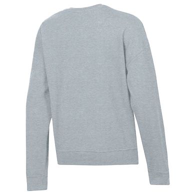 Women's Champion Heather Gray Duke Blue Devils Academic Crest Powerblend Crewneck Sweatshirt