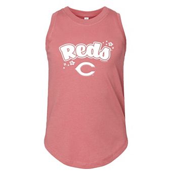 Girls Youth Soft as a Grape Pink Cincinnati Reds Tank Top