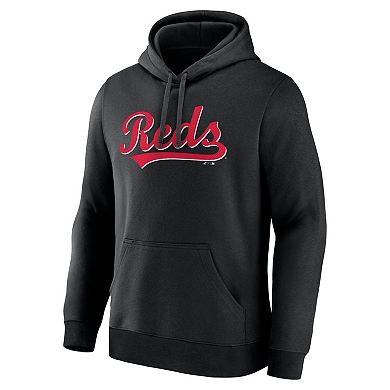 Men's Logo Athletic Black Cincinnati Reds Wordmark Hoodie
