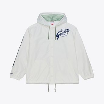 Men's Mitchell & Ness White San Francisco Giants Yacht Rock Coaches Full-Snap Hooded Windbreaker Jacket
