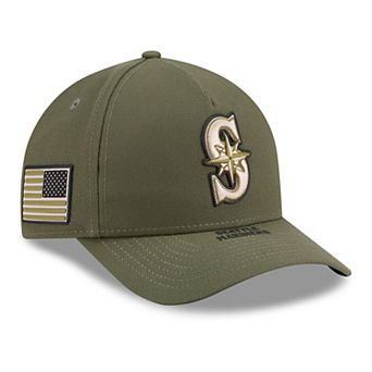 Youth New Era Olive Seattle Mariners 2026 Armed Forces Day 9FORTY M-Crown Adjustable Hat