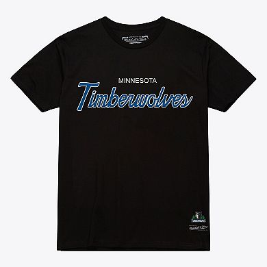 Men's Mitchell & Ness Black Minnesota Timberwolves Vintage Wordmark T-Shirt
