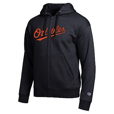 Men's Champion Baltimore Orioles Black All-Star Wordmark Full-Zip Hoodie