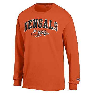 Men's Champion Orange Cincinnati Bengals Arch Over Logo Long Sleeve T-Shirt