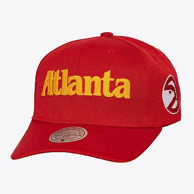 Men's Mitchell & Ness Red Atlanta Hawks Hardwood Classics Chain Gang Pro Crown Snapback Hat