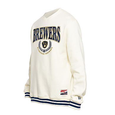 Men's New Era White Milwaukee Brewers Throwback Sweatshirt