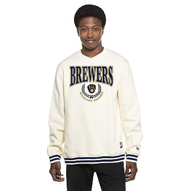 Men's New Era White Milwaukee Brewers Throwback Sweatshirt