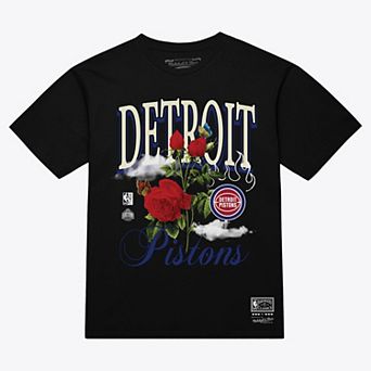 Unisex Mitchell & Ness Black Detroit Pistons Floral Graphic T-Shirt