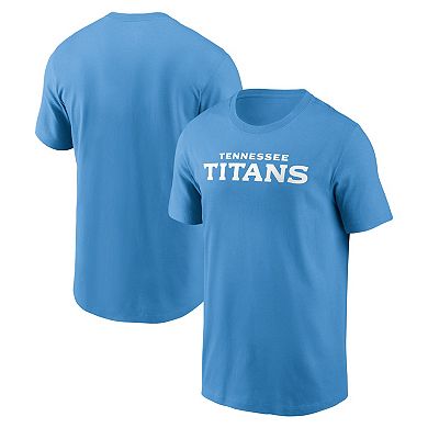 Men's Nike Light Blue Tennessee Titans Primetime Wordmark Essential T-Shirt