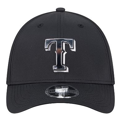 Men's New Era Black Texas Rangers Metallic 39THIRTY M-Crown Flex Hat