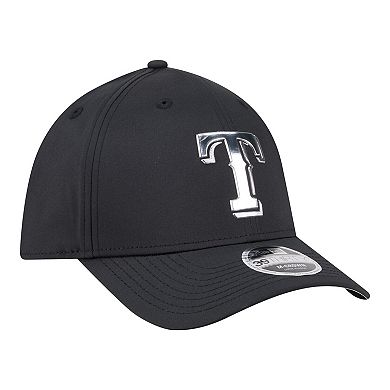 Men's New Era Black Texas Rangers Metallic 39THIRTY M-Crown Flex Hat