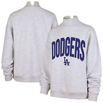 Women's '47 Heather Gray Los Angeles Dodgers Subtle Muse Mock Neck Sweatshirt