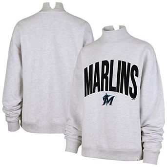 Women's '47 Heather Gray Miami Marlins Subtle Muse Mock Neck Sweatshirt