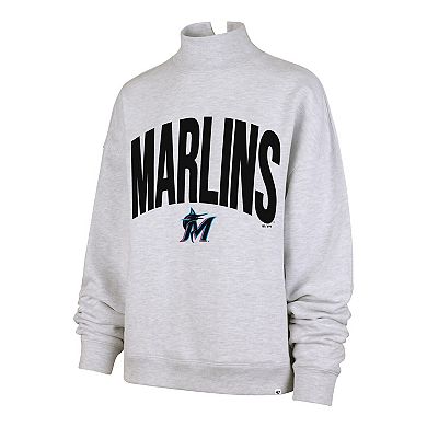 Women's '47 Heather Gray Miami Marlins Subtle Muse Mock Neck Sweatshirt