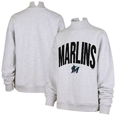 Women's '47 Heather Gray Miami Marlins Subtle Muse Mock Neck Sweatshirt