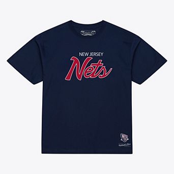 Men's Mitchell & Ness Navy New Jersey Nets Vintage Wordmark T-Shirt