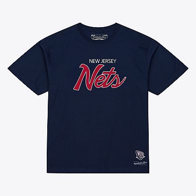 Men's Mitchell & Ness Navy New Jersey Nets Vintage Wordmark T-Shirt