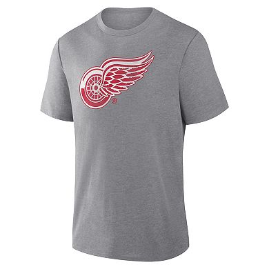 Men's Fanatics Heather Gray Detroit Red Wings Elevated Tri-Blend T-Shirt
