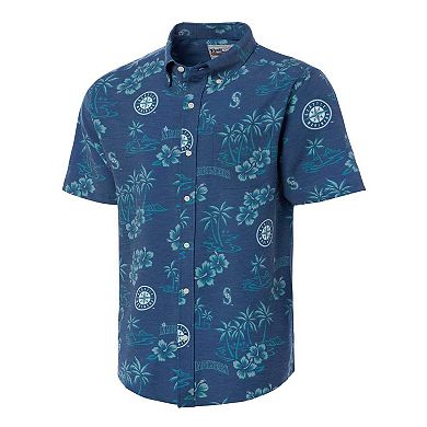 Men's Reyn Spooner Navy Seattle Mariners Big & Tall Kekai Performance Tri-Blend Button-Down Shirt