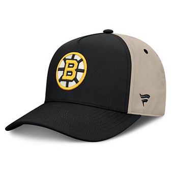 Men's Fanatics Black/Tan Boston Bruins 2026 Stanley Cup Playoffs Locker Room Adjustable Hat