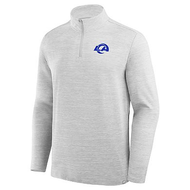 Men's Fanatics Heather Gray Los Angeles Rams Clutch Quarter-Zip Pullover