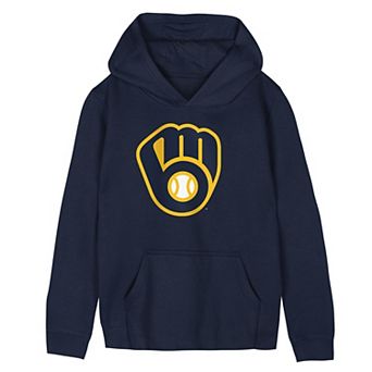 Preschool Outerstuff Navy Milwaukee Brewers Primary Logo Fleece Hoodie