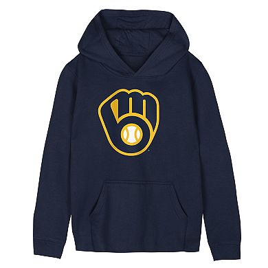 Preschool Outerstuff Navy Milwaukee Brewers Primary Logo Fleece Hoodie
